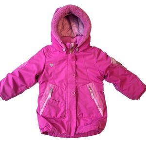 Obermeyer Girls Pink Ski Jacket Removable Hood Grow with Me Size  3